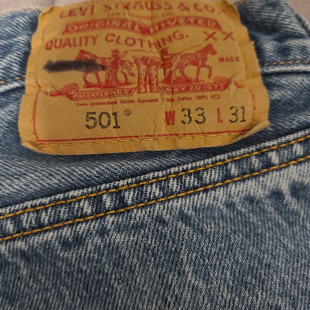 Levi's 501 blue stonewash vintage 90's jeans size waist 33 length 31